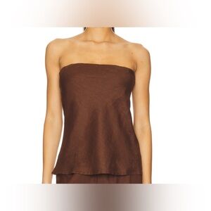DONNI. Chocolate Strapless Top Size M